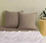 Twin Pack Vintage Washed Microfibre European Pillowcase (Truffle, Square)