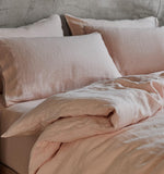 100% French Flax Linen Vintage Washed Soft Quilt Cover Set - Pink - Super King