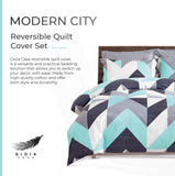 100% Cotton Modern City Reversible Printed Quilt Cover Set - Super King Size