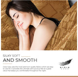 100% Premium Tufted Microfibre Quilt Cover Set - Ultra-Soft, Durable Embroidery Bedding Comforter Set - Machine Washable & Zipper Closure - Caramel - Super King