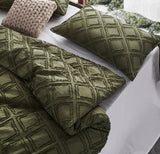 100% Premium Tufted Microfibre Quilt Cover Set - Ultra-Soft, Durable Embroidery Bedding Comforter Set - Machine Washable & Zipper Closure - Khaki Green - Super King