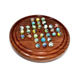 Board Games: Wooden Solitaire Game - Marble balls