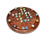 Board Games: Wooden Solitaire Game - Marble balls