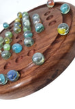 Board Games: Wooden Solitaire Game - Marble balls