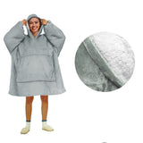 Blankets & Throws: Blanket Hoodie with Sherpa Reverse Plain Silver