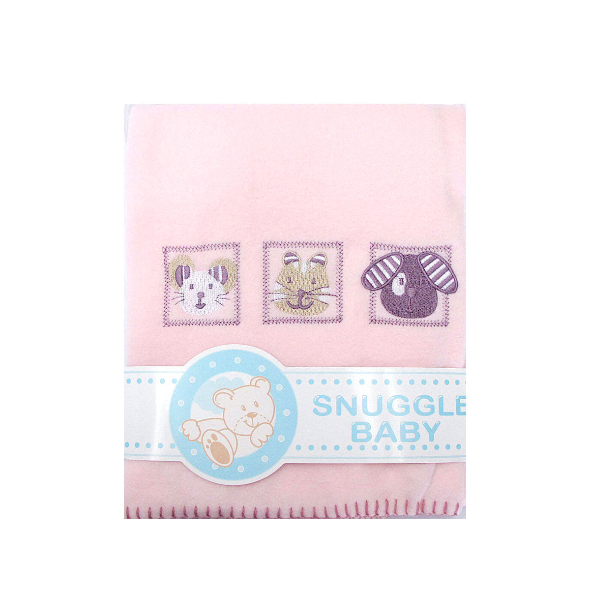 Blankets & Throws: Animal Pink Embroidered Polar Fleece Baby Blanket 80 x 100 cm