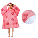Blankets & Throws: Girls Comfy Warm Blanket Hoodie with Sherpa Fleece Reverse Raspberry