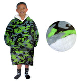 Blankets & Throws: Blanket Hoodie with Sherpa Reverse Green Camouflage