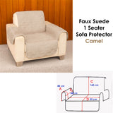 Sofa Accessories: Faux Suede 1 Seater Sofa Protector Camel