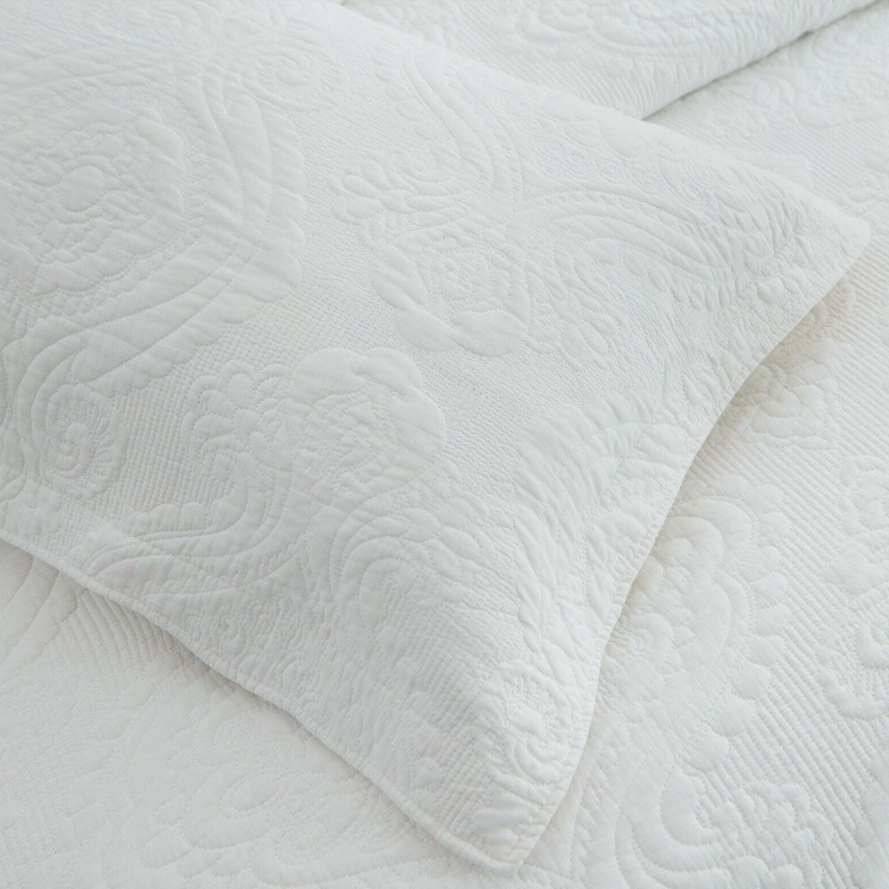 Quilts & Duvets: 100% Cotton Coverlet Set Damask White King