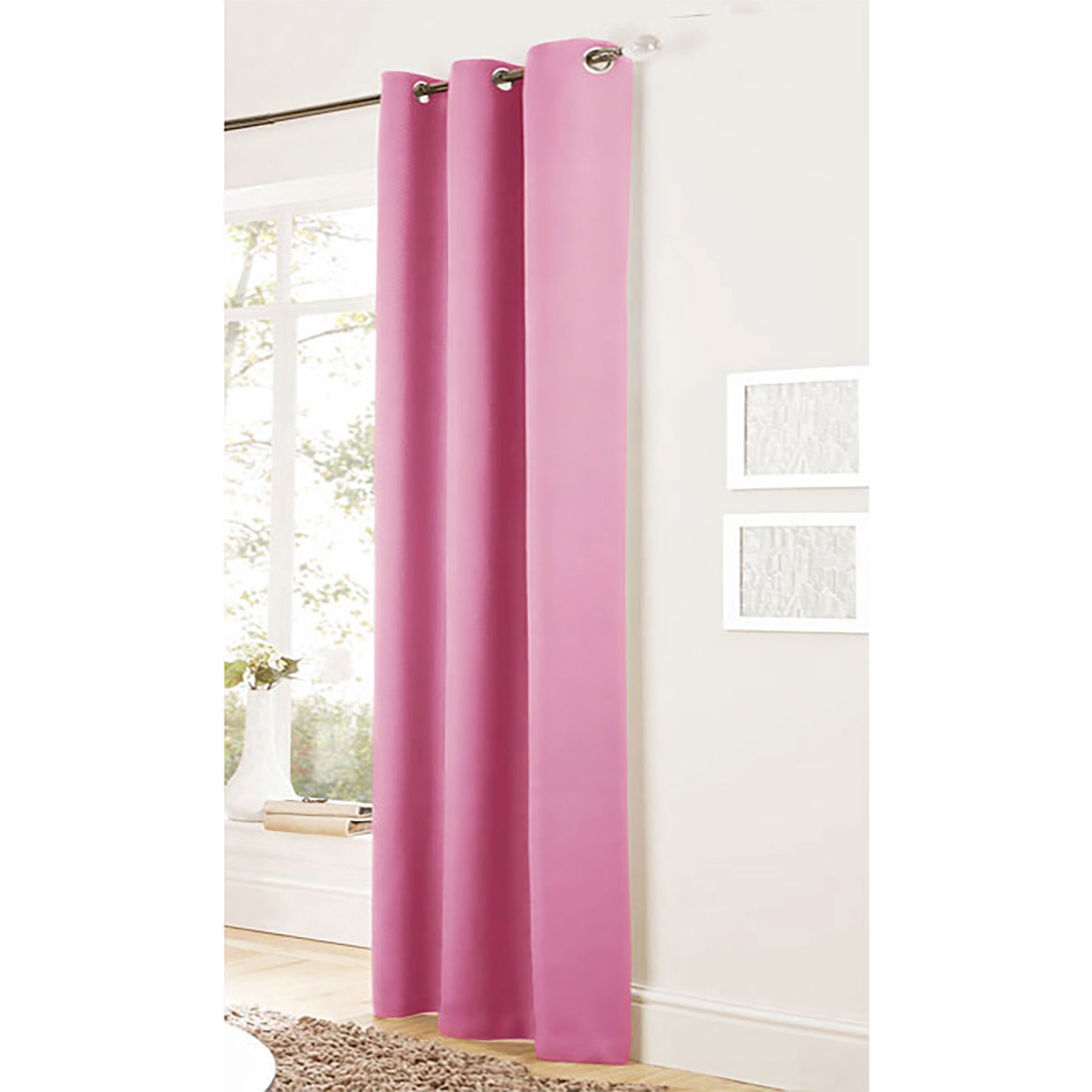 Curtains & Drapes: Bloomington One Panel of Easy Care Eyelet Curtains Pink 120 x 221 cm