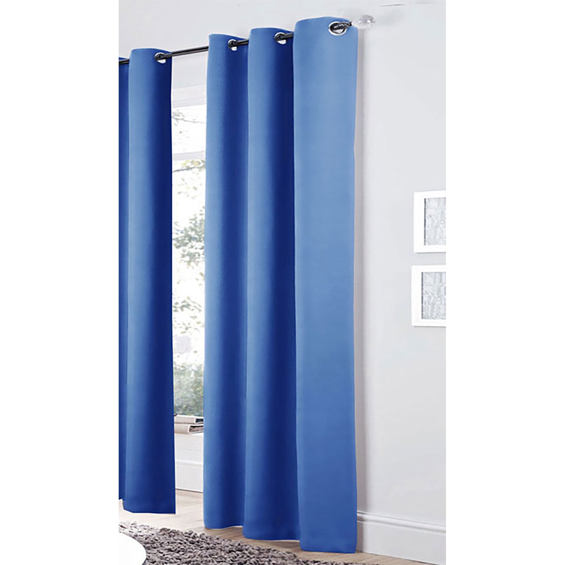Curtains & Drapes: Bloomington Pair of Easy Care Eyelet Curtains Blue 120 x 221 cm