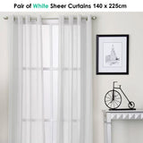Curtains & Drapes: Pair of White Eyelet Sheer Curtains 140 x 225cm