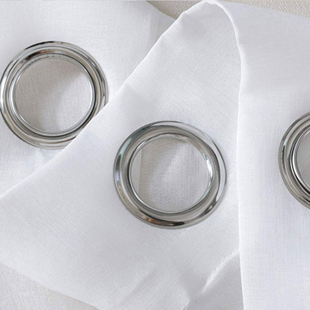 Curtains & Drapes: Pair of White Eyelet Sheer Curtains 140 x 225cm