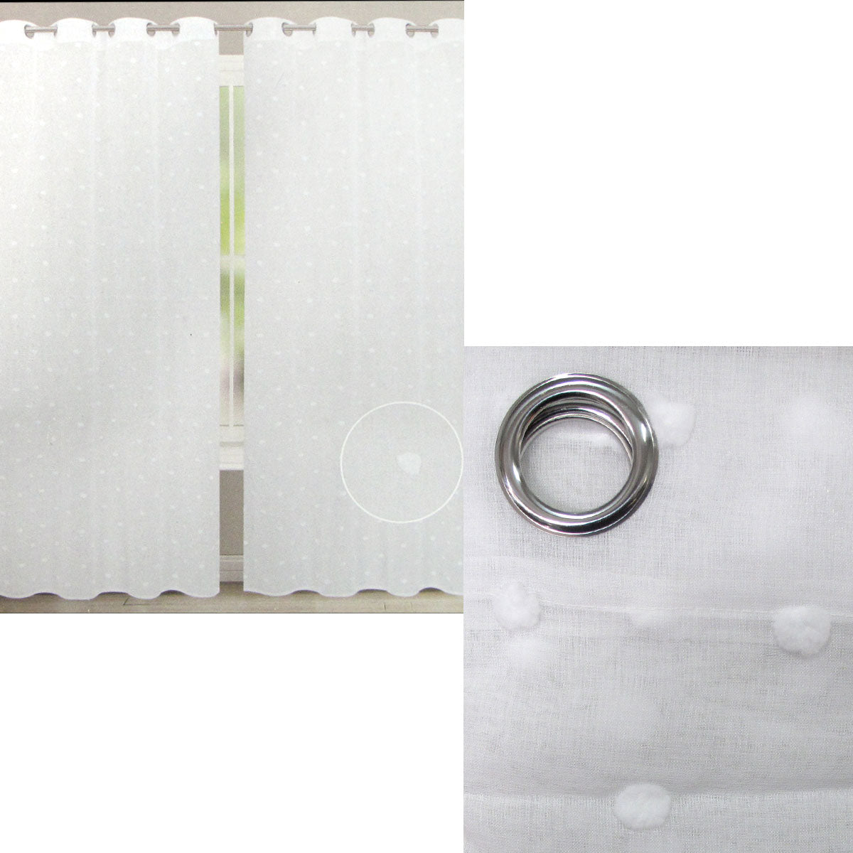 Curtains & Drapes: Bubble White Pair of Sheer Eyelet Curtains 140 x 223cm