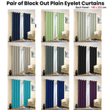 Curtains & Drapes: Pair of Blockout Plain Eyelet Curtains Blue