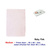 Bed Sheets: Baby Pink Bassinet Fitted Sheet with a Flat Sheet Sewed Attached