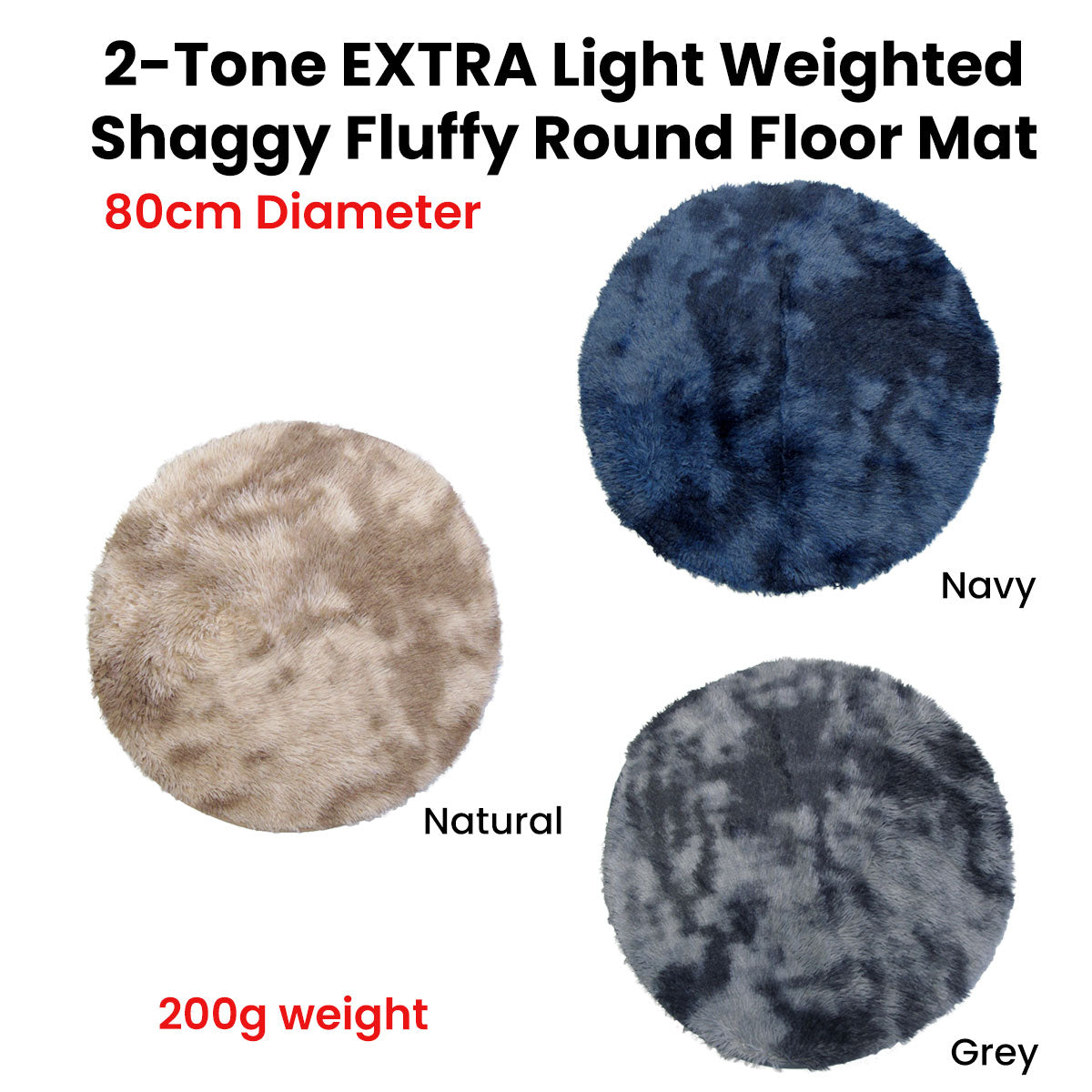 Floor Rugs: 2-Toned Extra Light Weighted Shaggy Fluffy Floor Mat Natural