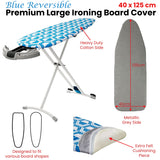 Irons & Ironing Systems: Blue Reversible Premium Large Ironing Board Cover with Underlay 40 x 125 cm
