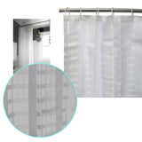 Curtains & Drapes: Jacquard White Checkered Bathroom Shower Curtain 180cm wide x 210 cm long
