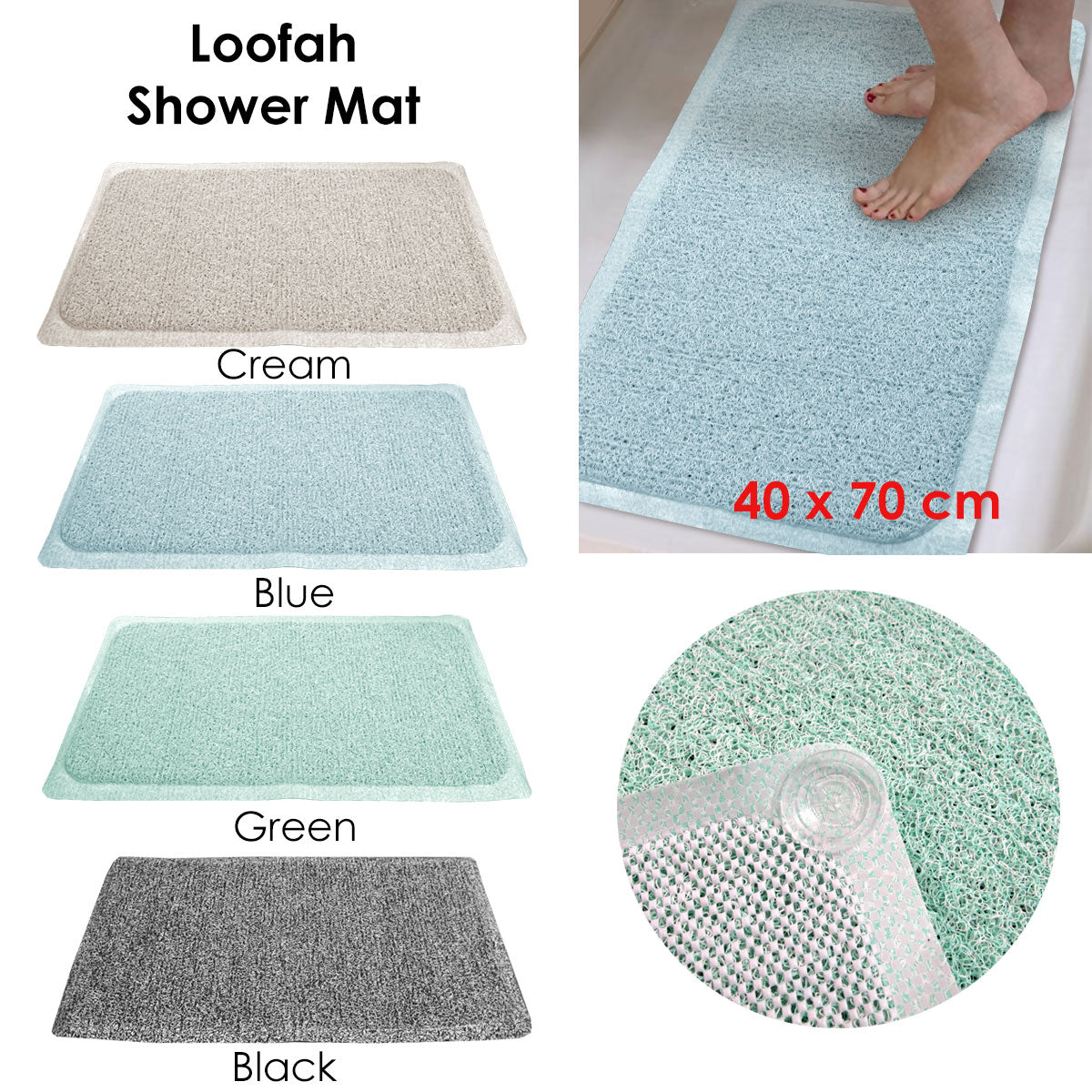 Bath Mats & Rugs: Loofah Shower Mat Green