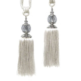 Curtain Accessories: Elizabeth Pair of Curtain Tassel Rope Ties Off White/Silver