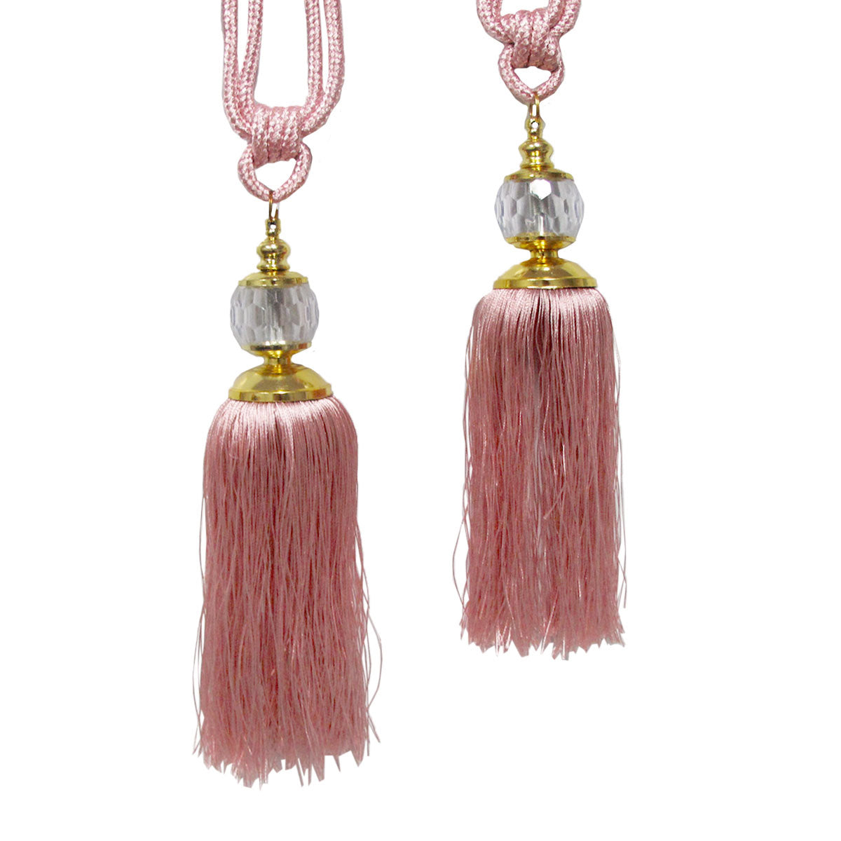 Curtain Accessories: Elizabeth Pair of Curtain Tassel Rope Ties Pink/Gold