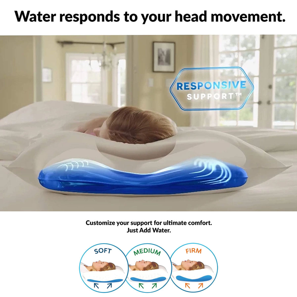 Pillows: Mediflow Luxurious Memory Foam Water Pillow 46 x 66 cm