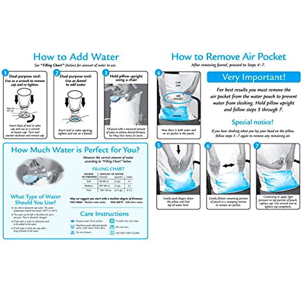 Pillows: Mediflow Adjustable Waterbase Water Neck Pain Reduction Standard Pillow 51 x 71 cm