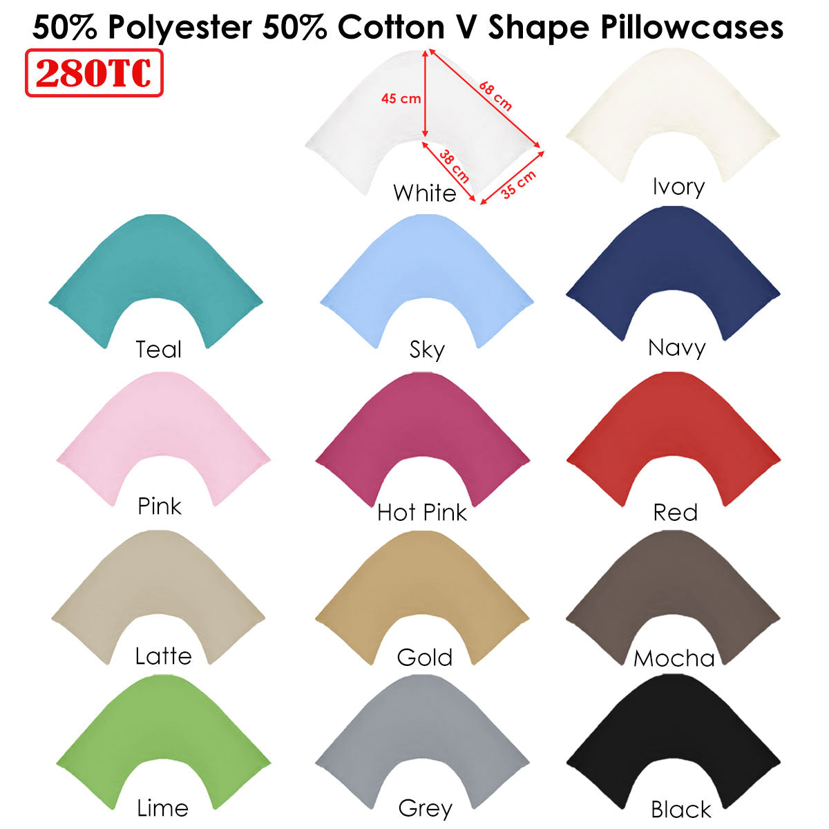 Pillowcases: 280TC Polyester Cotton V Shape Pillowcase Navy