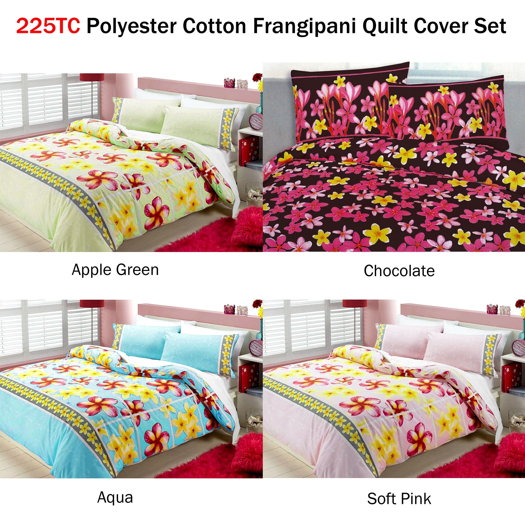 Duvet Covers: Floating Frangipani Quilt Cover Set Soft Pink Single