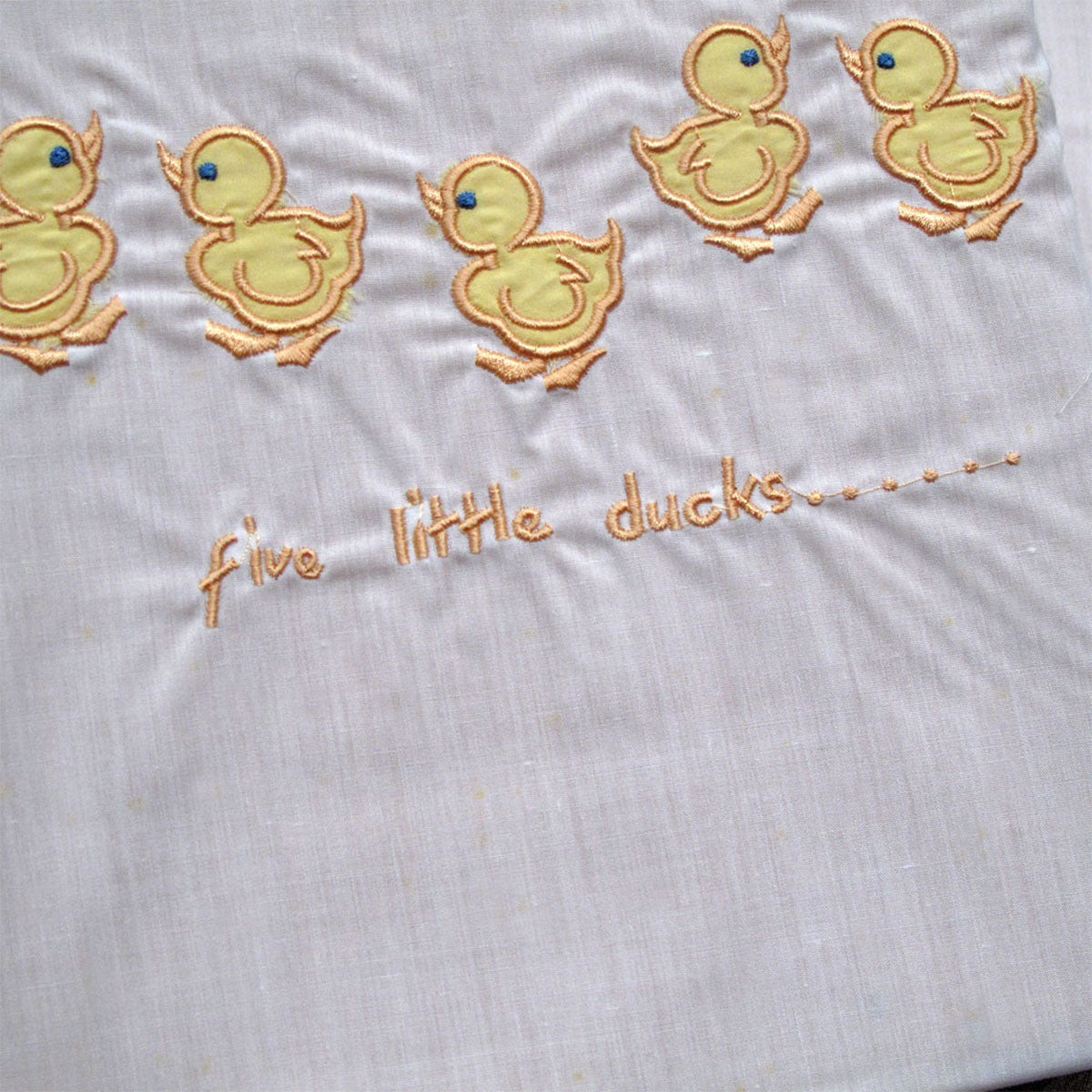 Bed Sheets: Five Little Ducks Embroidered Polyester Cotton Cot Size Sheet Set