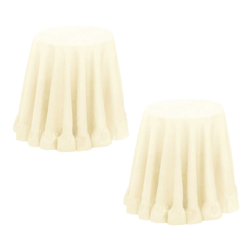 Table Linen & Kitchen Towels: Set of 2 Round 180cm Ruffled Table Cloth Cream