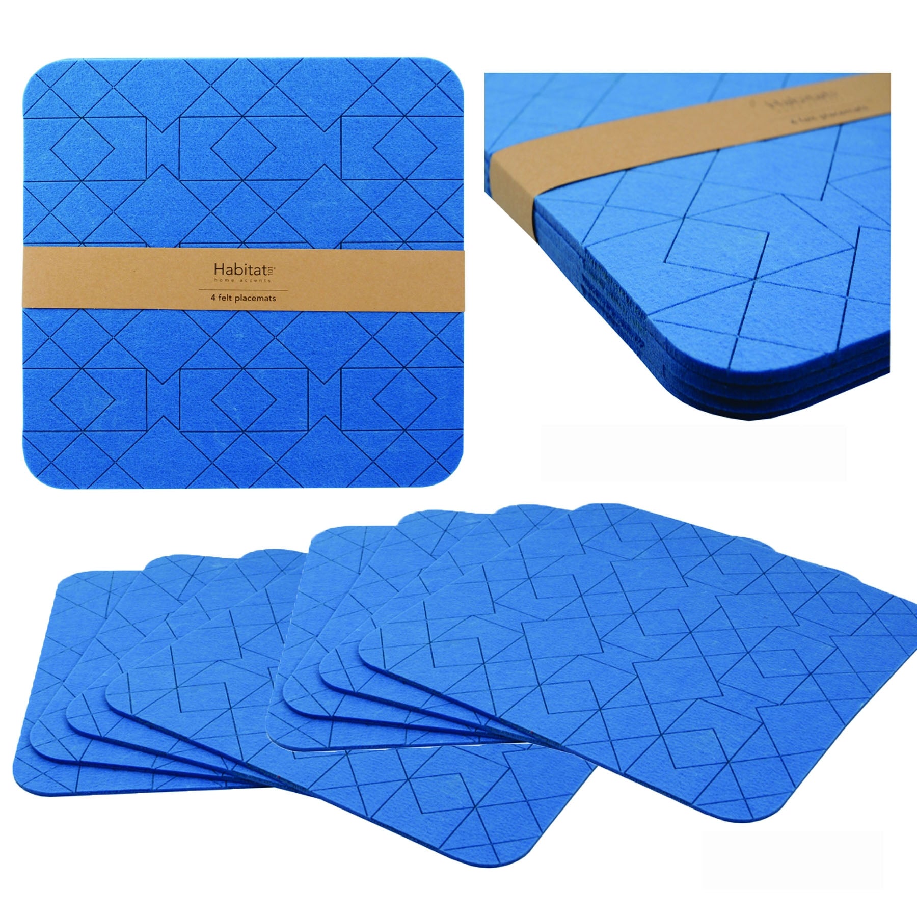 Table Linen & Kitchen Towels: Set of 8 Felt Placemats Cobalt Blue