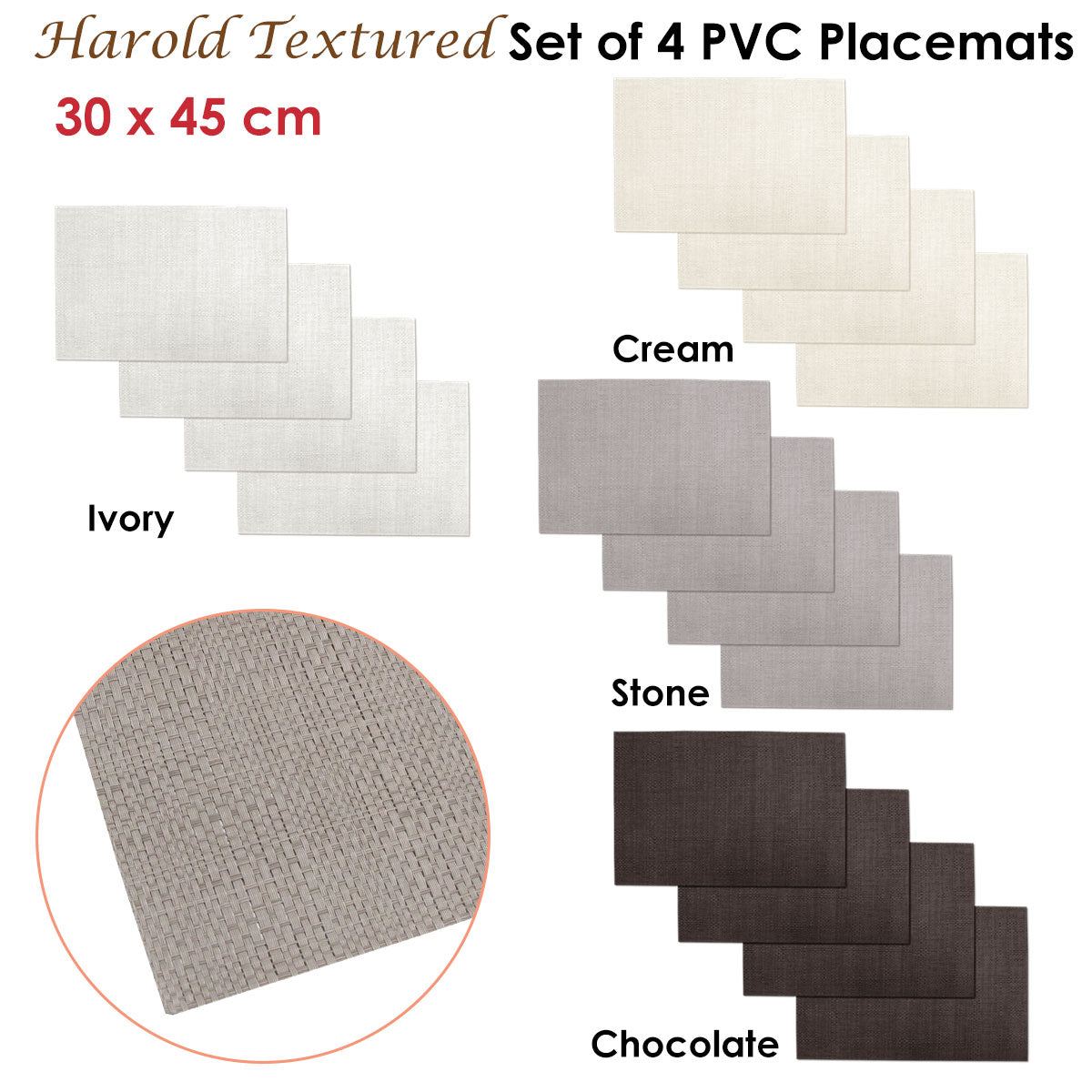 Table Linen & Kitchen Towels: Choice Set of 4 PVC Table Placemats Harold Chocolate