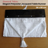 Table Linen & Kitchen Towels: Damask White Elegant Polyester Jacquard Table Runner 38 x 90 cm