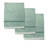 Table Linen & Kitchen Towels: Set of 3 Jumbo Cotton Checkered Tea Towels 60 x 90 cm Green