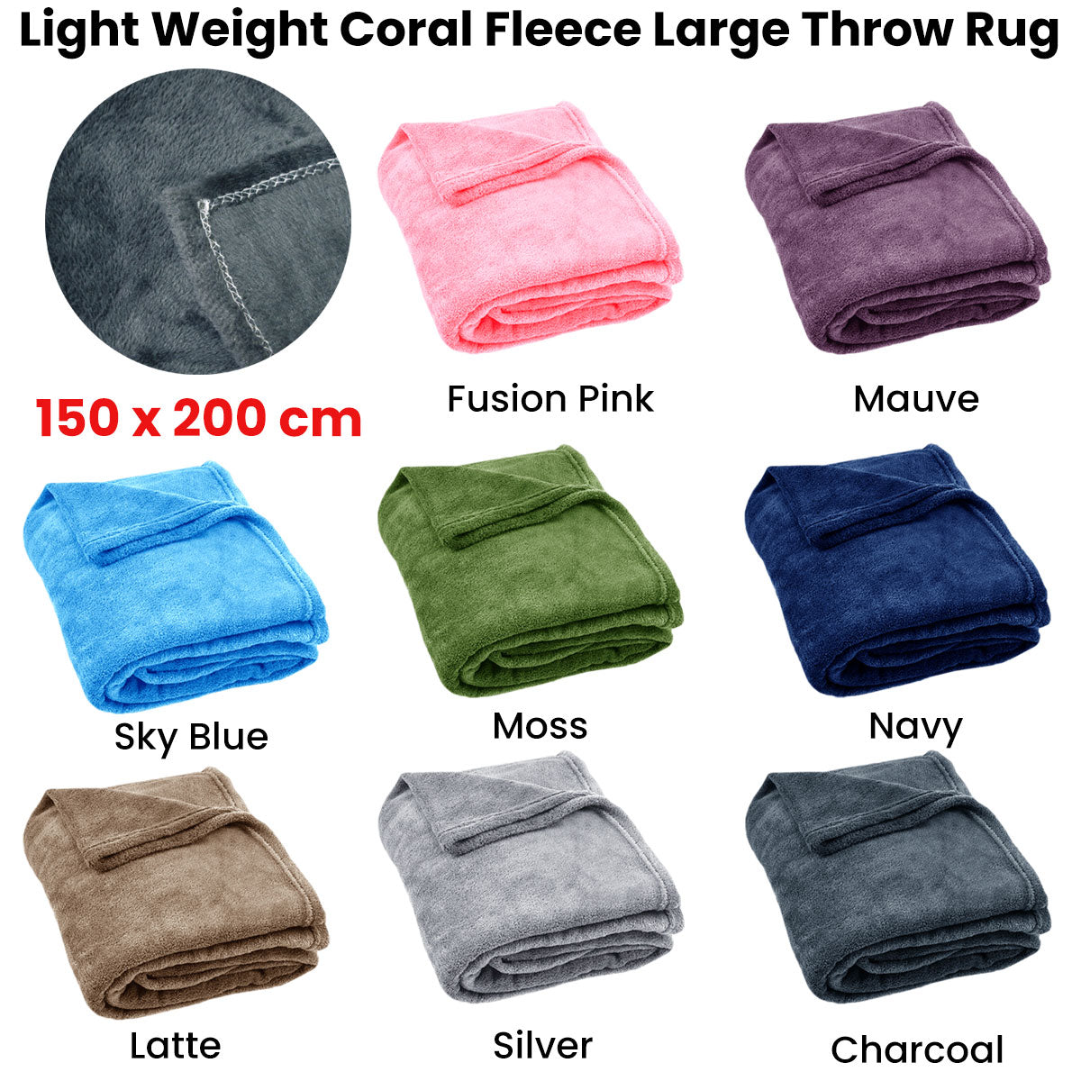 Blankets & Throws: Light Weight Coral Fleece Throw Rug 150x200 cm Moss