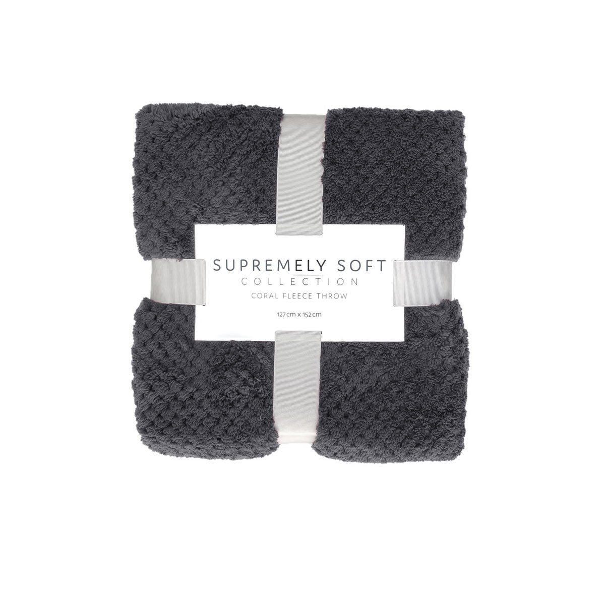 Blankets & Throws: Soft Diamond Fleece Throw Rug Charcoal