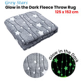 Blankets & Throws: Grey Stars Glow in the Dark Throw Rug 125x152 cm