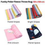 Blankets & Throws: Funky Cute Polar Fleece Throw Rug Navy Planet Space