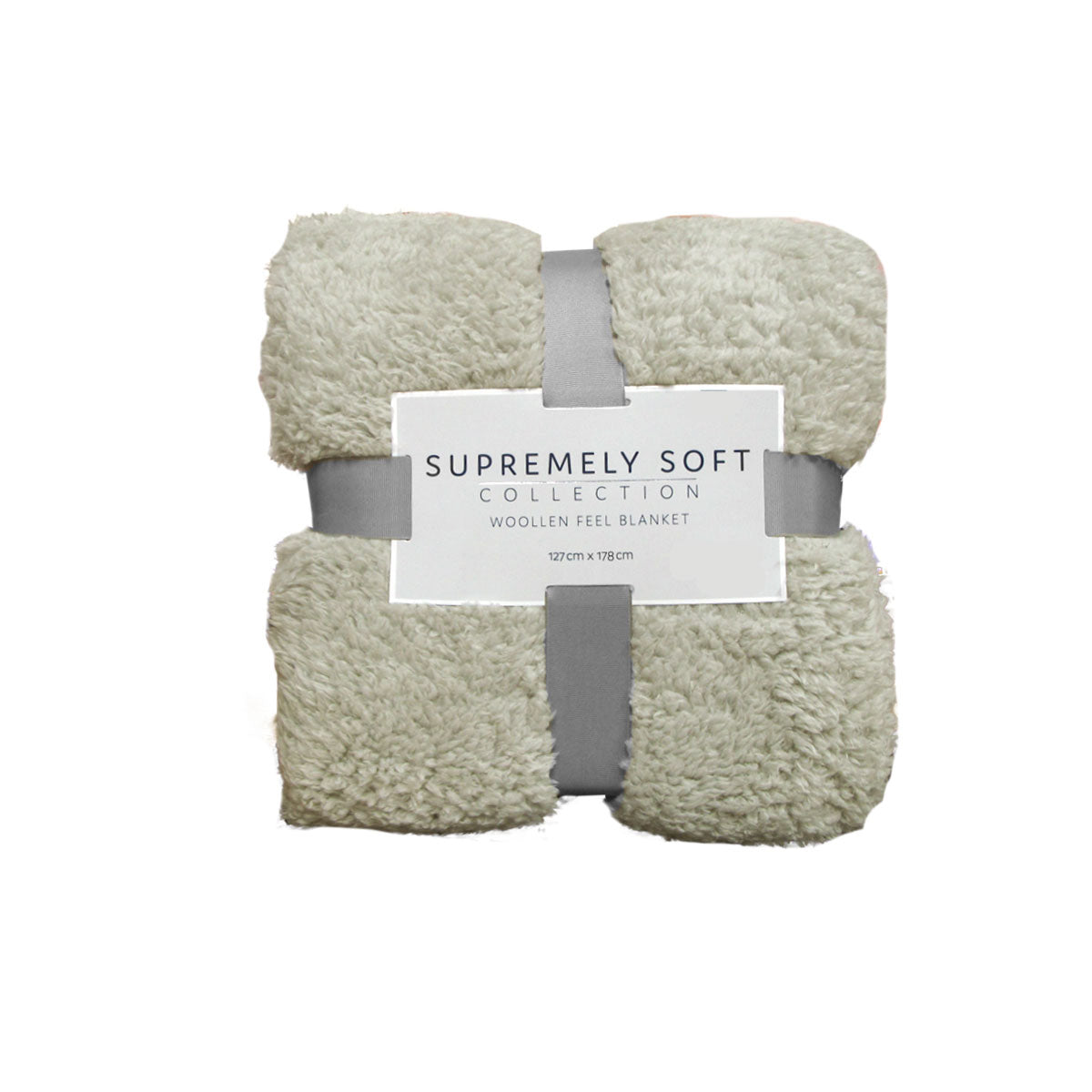 Blankets & Throws: Soft Woollen Feel Throw Rug/Blanket Stone