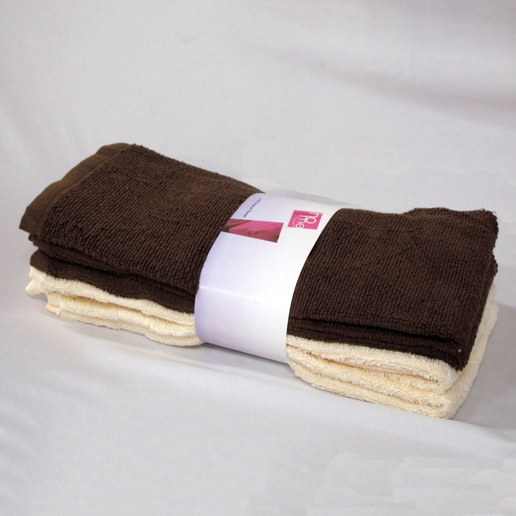 Bath Towels & Robes: Set of 4 Budget Cotton Hand Towels 42 x 67 cm Chocolate Cream