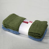 Bath Towels & Robes: Set of 4 Budget Cotton Hand Towels 42 x 67 cm Olive Blue