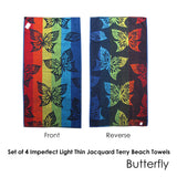 Beach Towels: Set of 4 Imperfect Jacquard Terry Beach Towels Butterfly