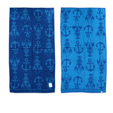 Beach Towels: Jacquard Velour Reversible Beach Towel Blue Lobster Anchor
