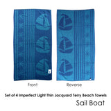 Beach Towels: Set of 4 Imperfect Jacquard Terry Beach Towels Sail Boat