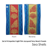 Beach Towels: Set of 4 Imperfect Jacquard Terry Beach Towels Sea Shells