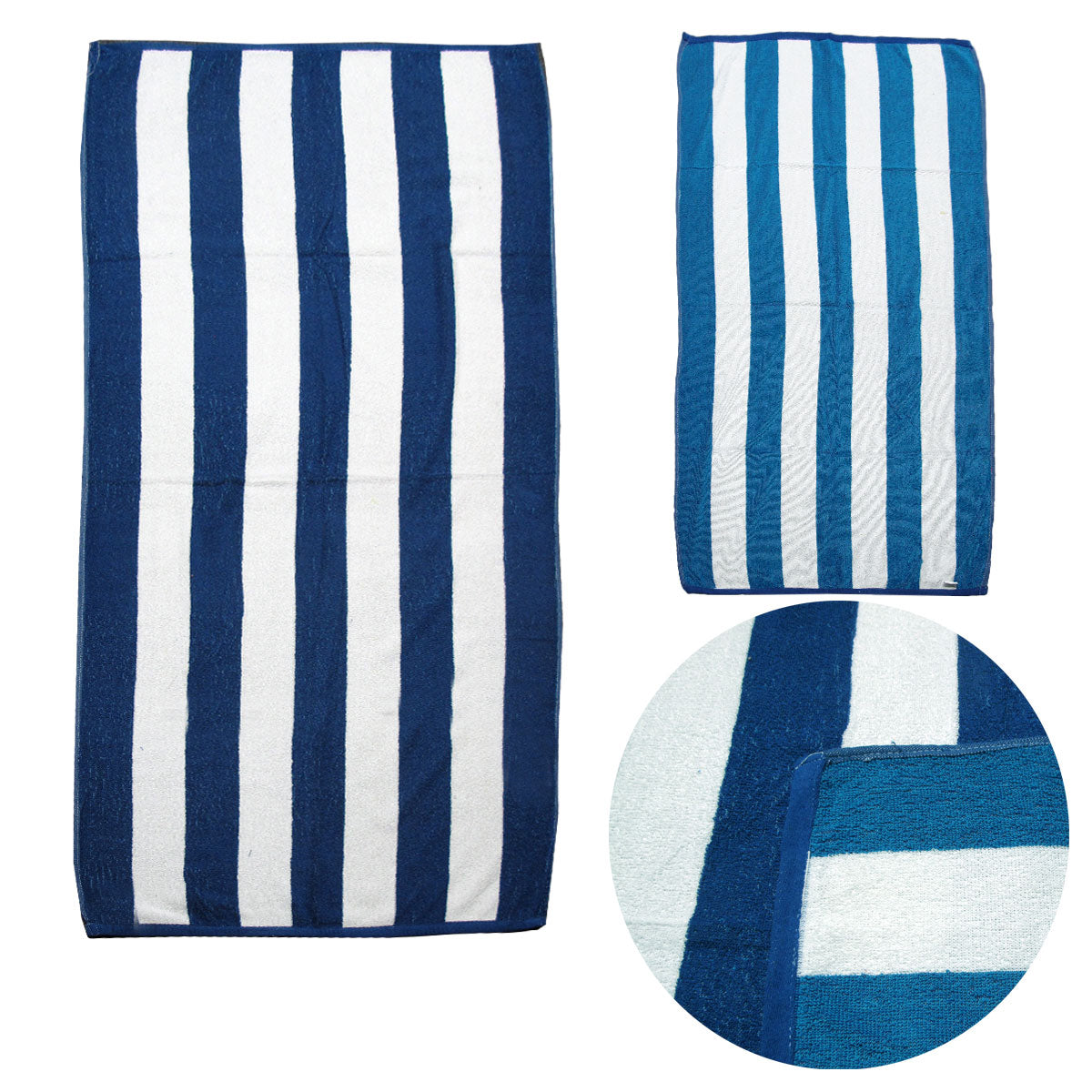 Bath Towels & Robes: Set of 2 Reversible Cabana Striped Towels Blue/Aqua