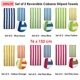 Bath Towels & Robes: Set of 2 Reversible Cabana Striped Towels Blue/Aqua